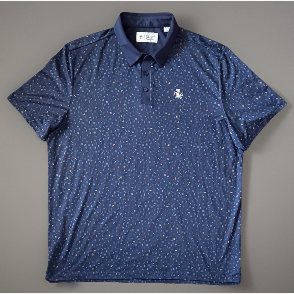 Original Penguin by Munsingwear Short Sleeve Polo Shirt Blue Embroidered XL JBHS